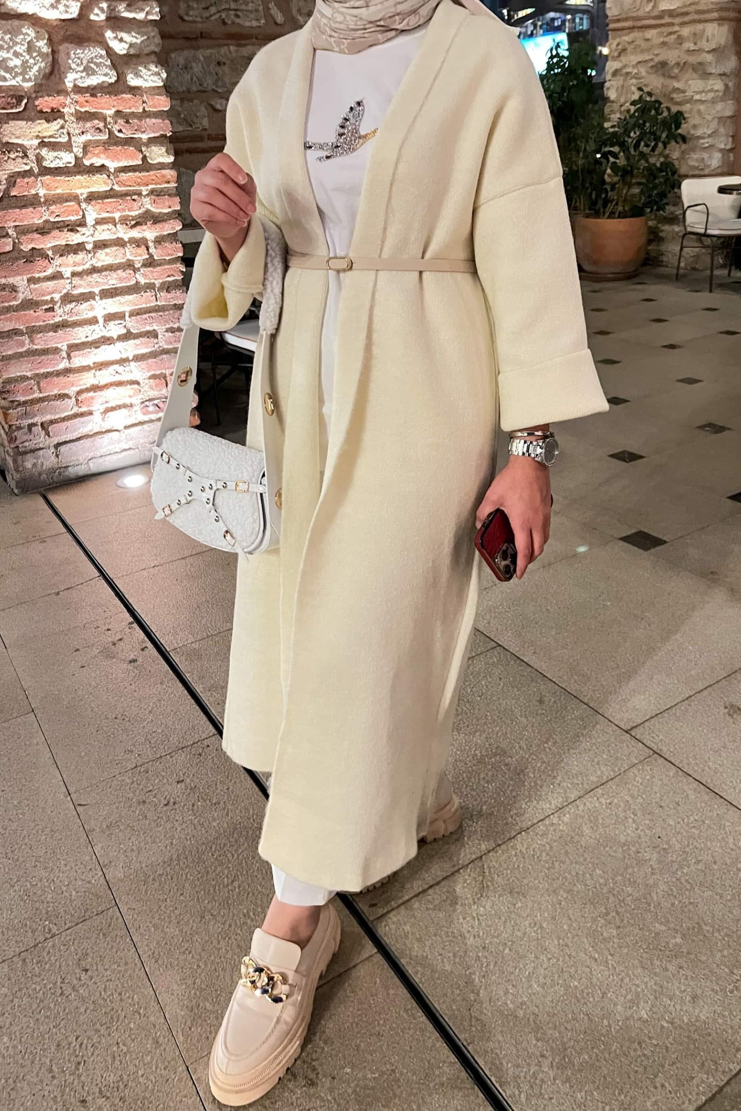 Alyans Triko Hırka Kap Ekru