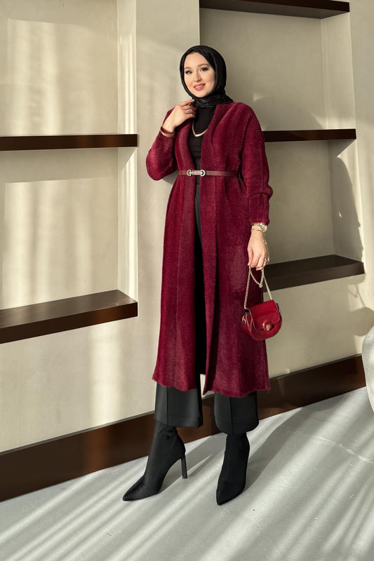 Blenda Angora Hırka Bordo