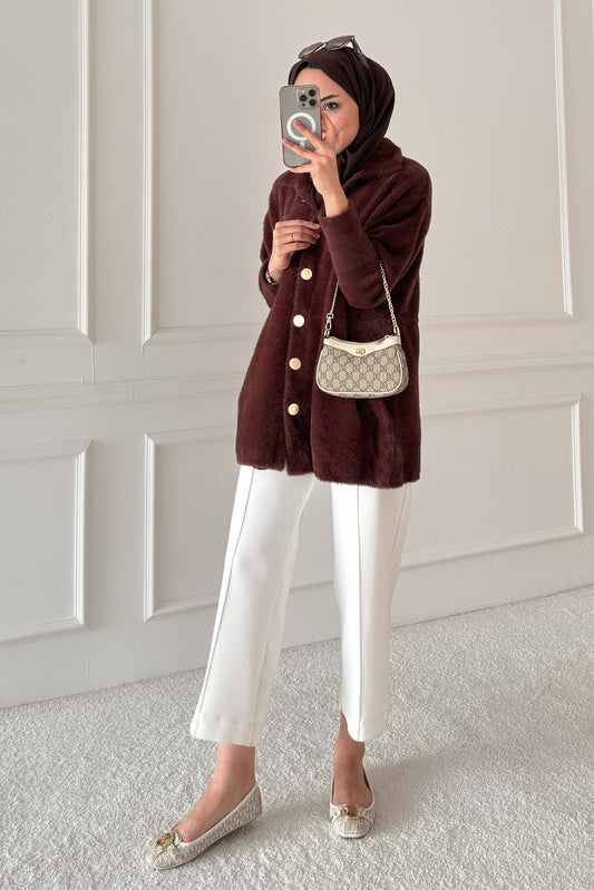 Angora Cepli Tunik Kap Kahverengi