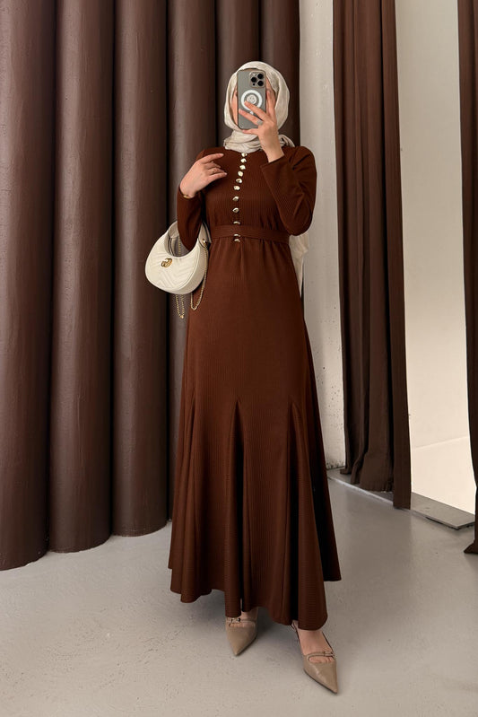 Sedef Elbise Kahverengi