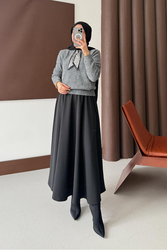 Espana Şallı Triko Tunik Antrasit