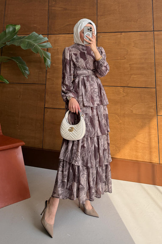 Pinar Desenli Elbise Mürdüm