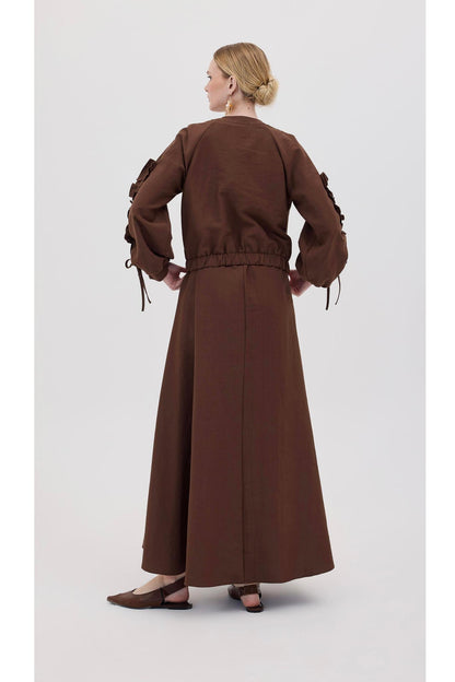 Martine Tasarım Ceketli Elbise Kahverengi