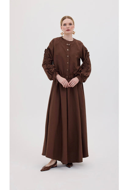 Martine Tasarım Ceketli Elbise Kahverengi