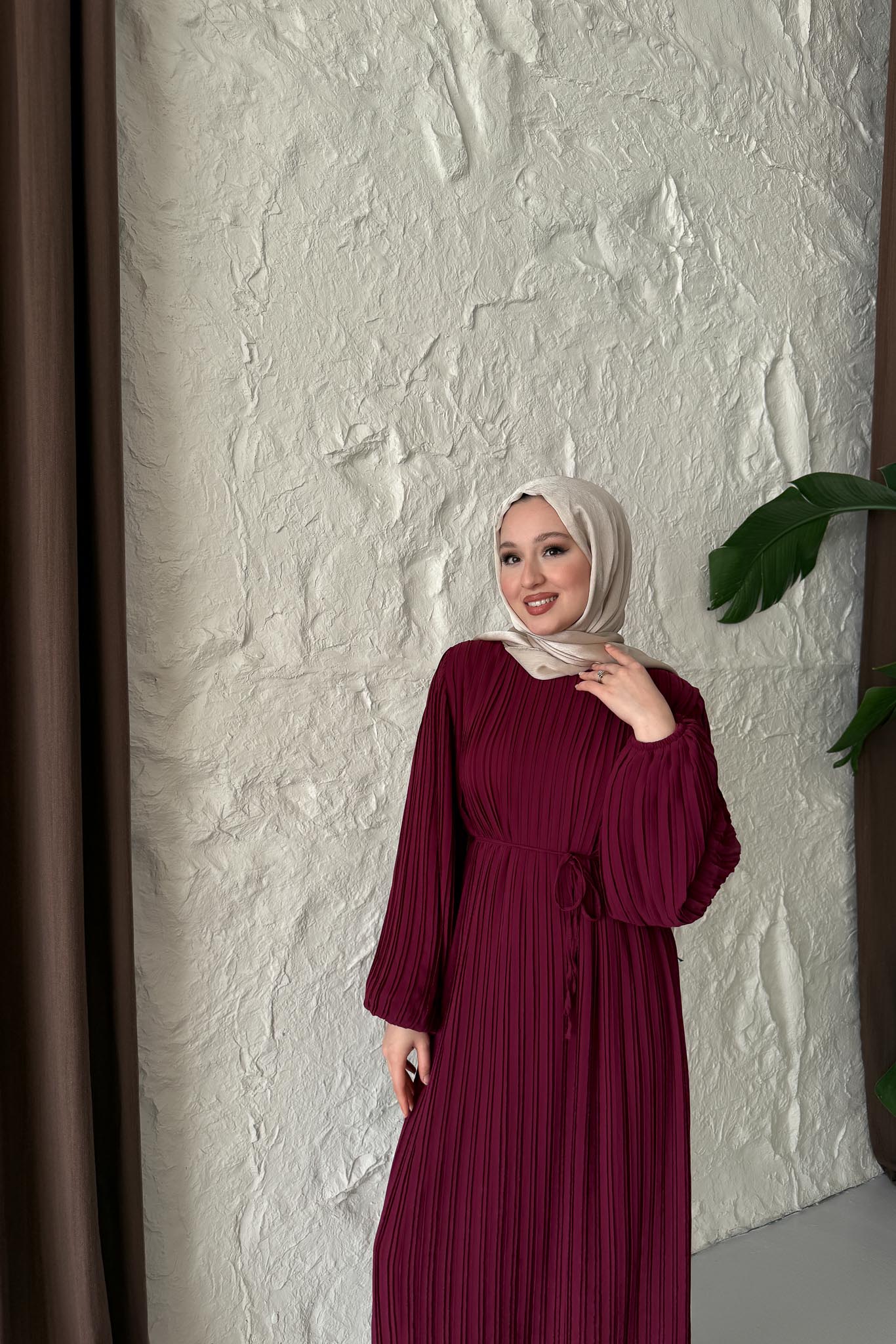 Seyran Piliseli Elbise Mürdüm