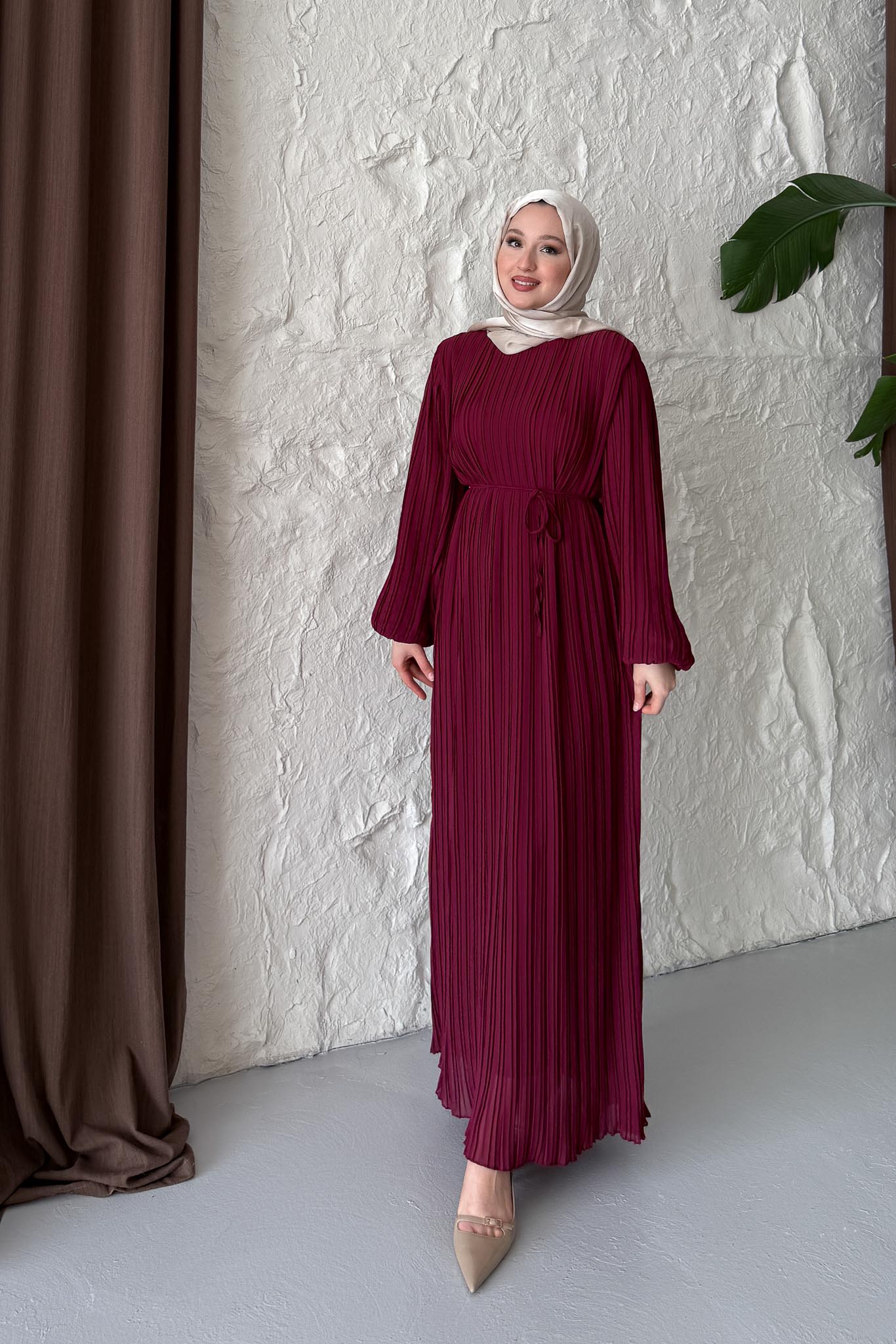 Seyran Piliseli Elbise Mürdüm