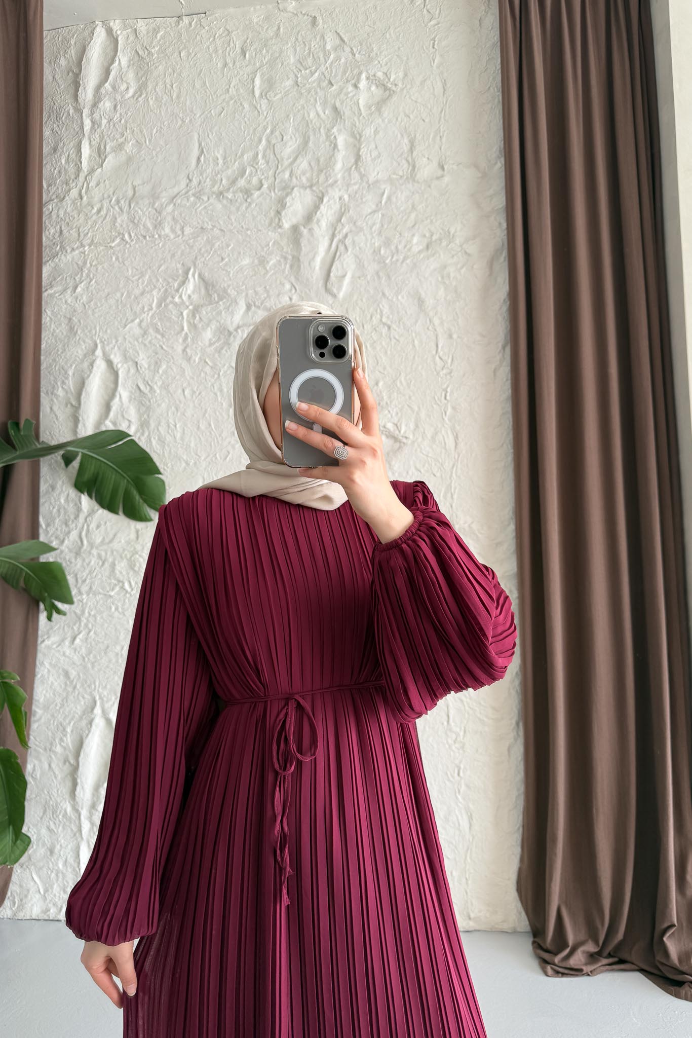 Seyran Piliseli Elbise Mürdüm