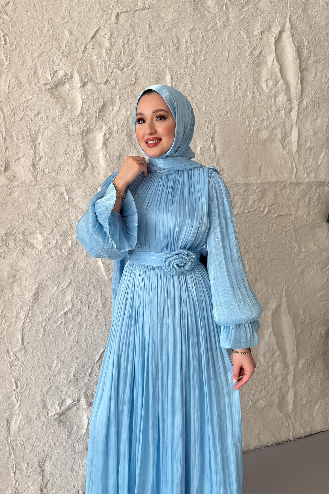 Maria İpek Taşlı Elbise Bebe Mavi