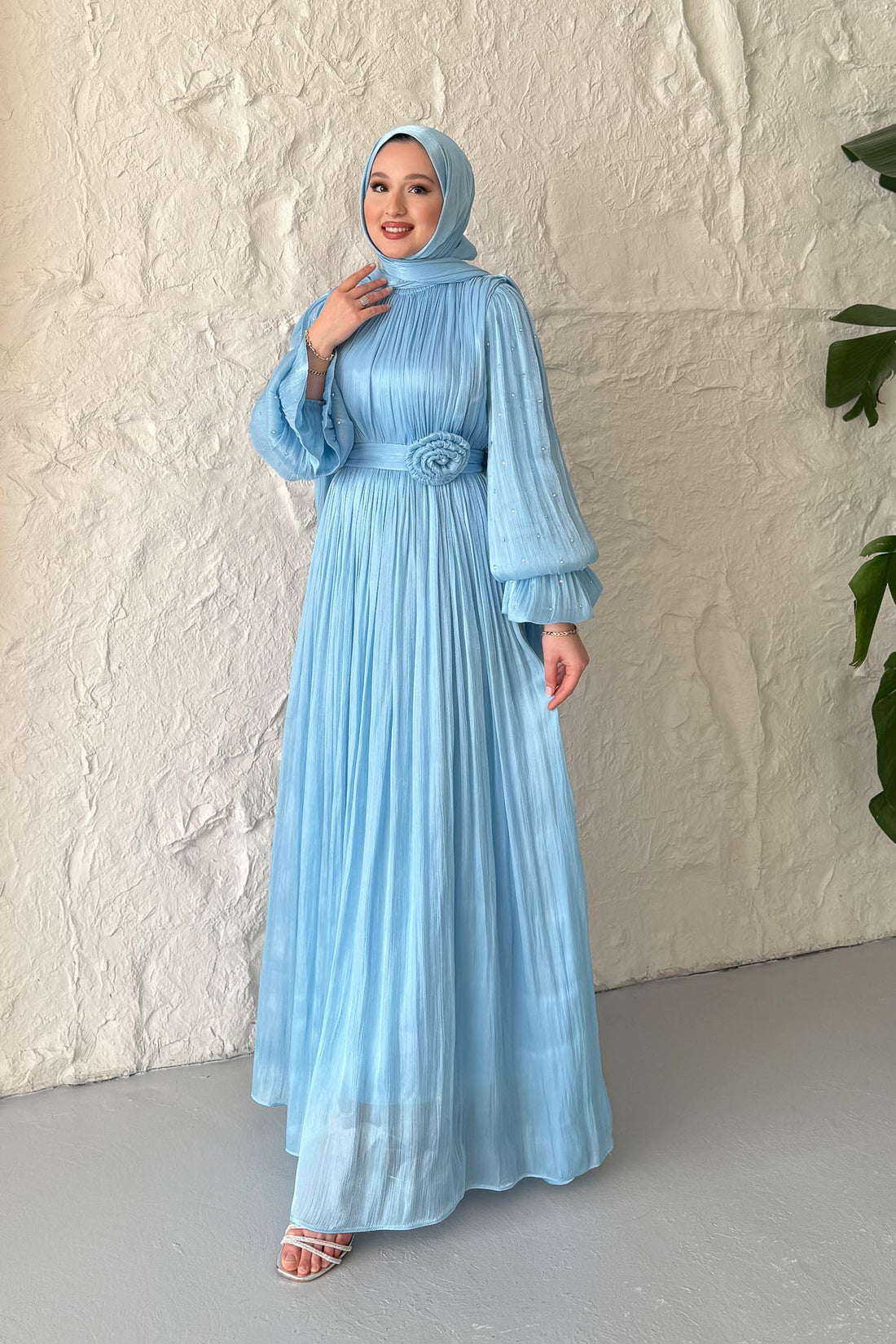 Maria İpek Taşlı Elbise Bebe Mavi